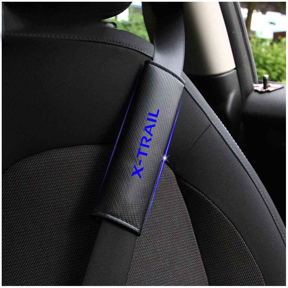 For Nissan TERRA Car Safety Seat Belt Harness Shoulder Adjuster Pad Cover Carbon Fiber Protection Cover Car Styling 2pcs