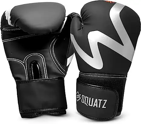 

Sports Boxing Gloves Tough Vegan Leather Athletic Punching Mitts W/ Full Wrist Strap,