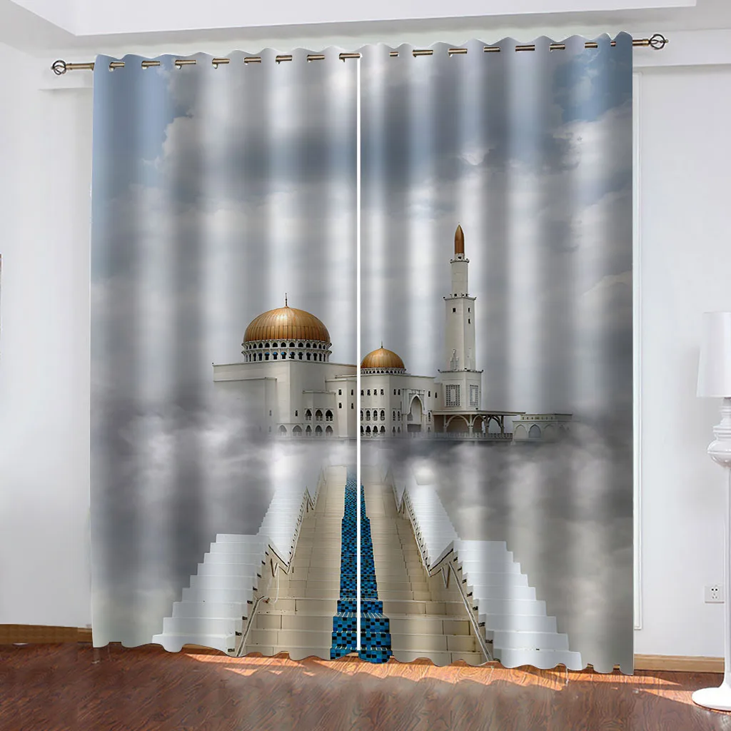 Customized Curtains For Bedroom Castle Architecture Landscape Pattern Blackout Print Thermal Insulated Eyelet Livi