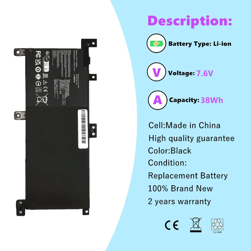Фото Аккумулятор для ноутбуков ASUS VivoBook K556U F556U F556UA X556U X556UA X556UB A556U X556UF X556UJ X556UQ X556UR X556UV серии C21N1509 №3