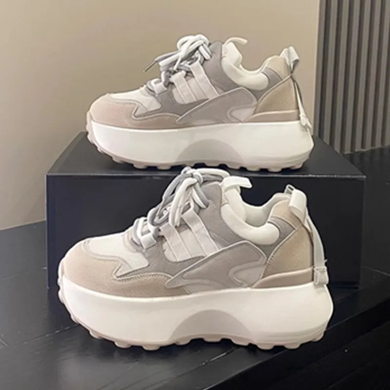 

2023 Autumn New Daddy Shoe Colorful Thick-soled Heightening Casual Sports Shoes 6.5cm High Platform Women Sneakers Shoes B3-51