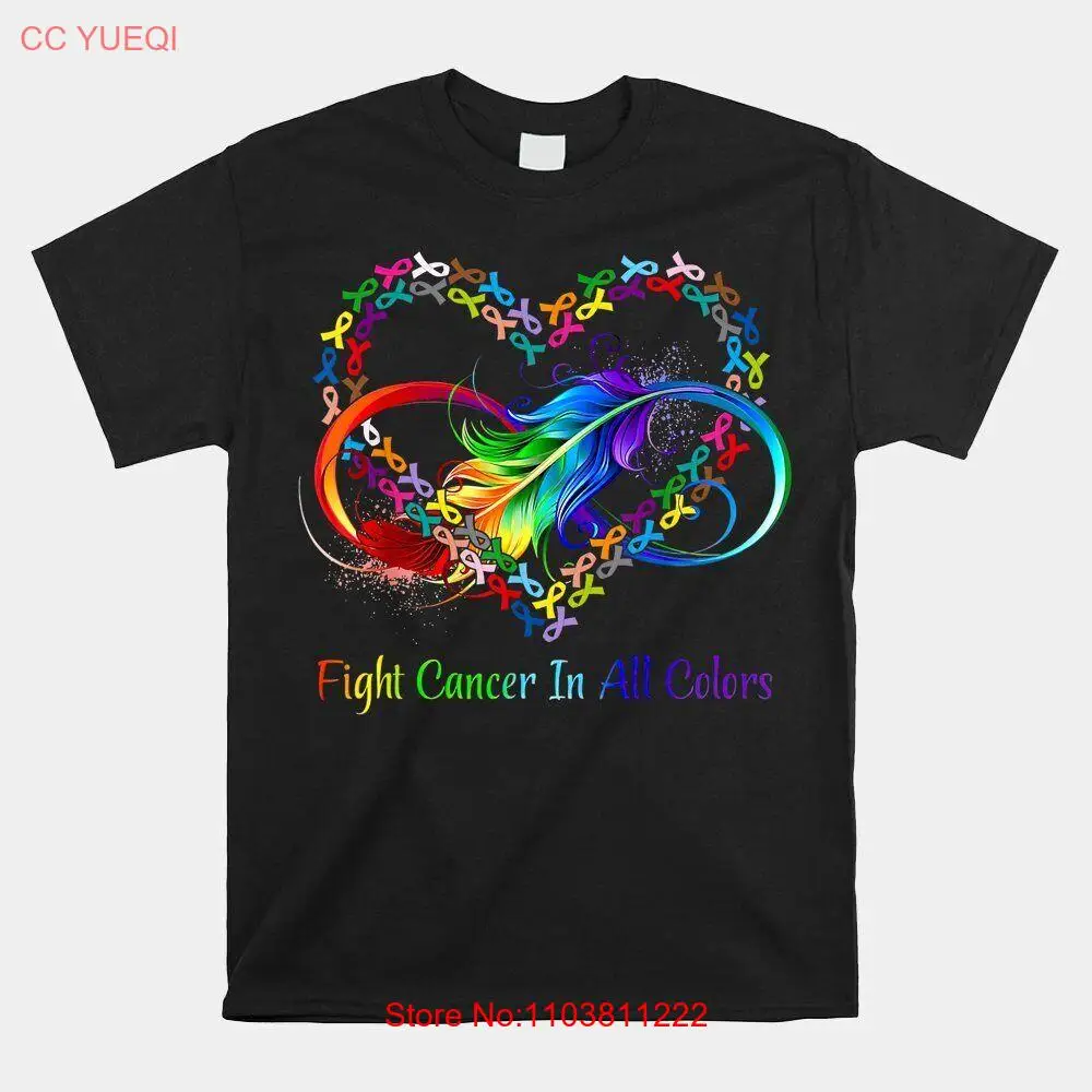 Футболка с лентами Fight Cancer In All Color Feather Ribbons размер S-5XL