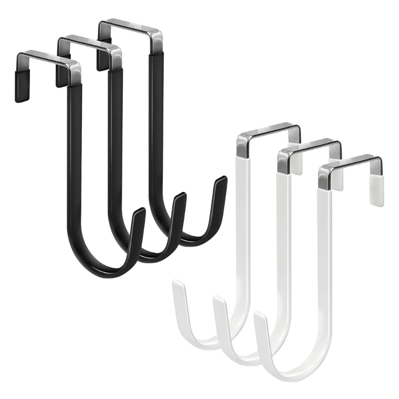 

652F 6Pcs/set Aluminium Alloy Clothes Hat Hooks Behind the Door Punching-Free Hook