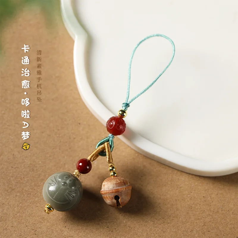 Doraemon мультфильм милый брелок для ключей маленький свежий корень бодхи DIY