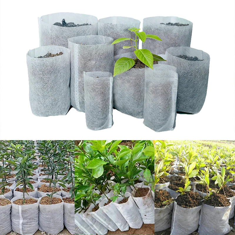 

100Pcs Different Sizes Non-woven Seedling Pots Eco-Friendly Planting Bags Biodegradable Nursery Bag Plant Grow Bags for garden
