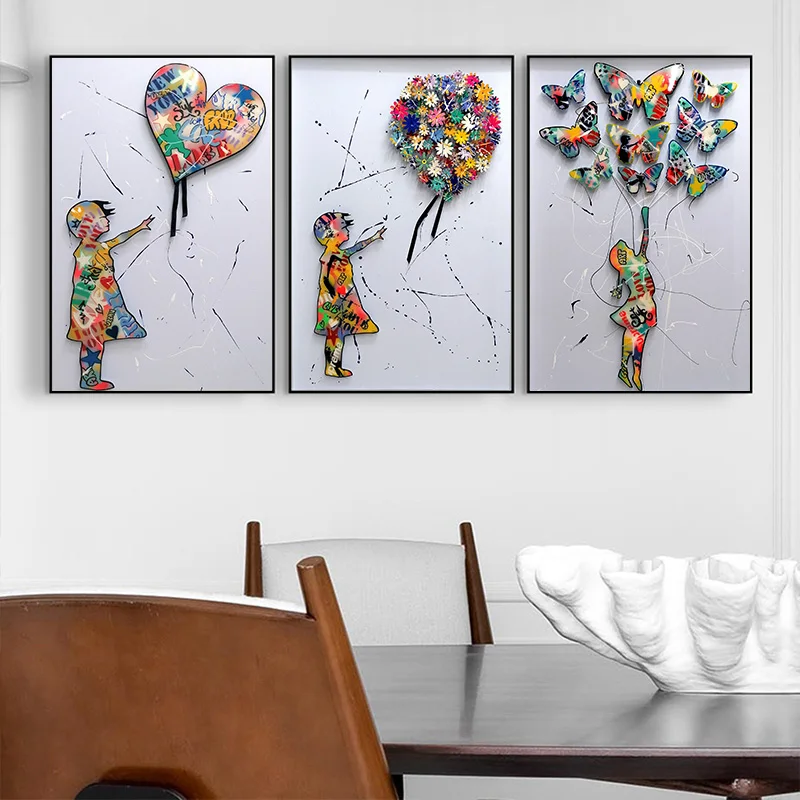 

Уличный граффити, мультфильм, аниме, холст, живопись, Ранняя девушка, красочные плакаты, принты, Настенная картина, декор для гостиной