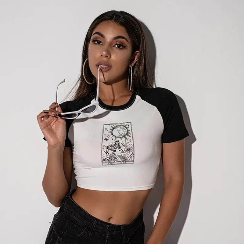 Y2K Женская сексуальная майка в стиле ретро с принтом Летний модный топ