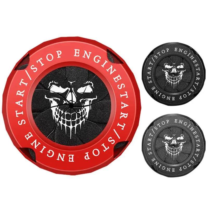 

Skull Pattern Engine Start Stop Button Cover Car Alloy Ignition Switch Protection Cap One-key Start Rotating Protective Cover