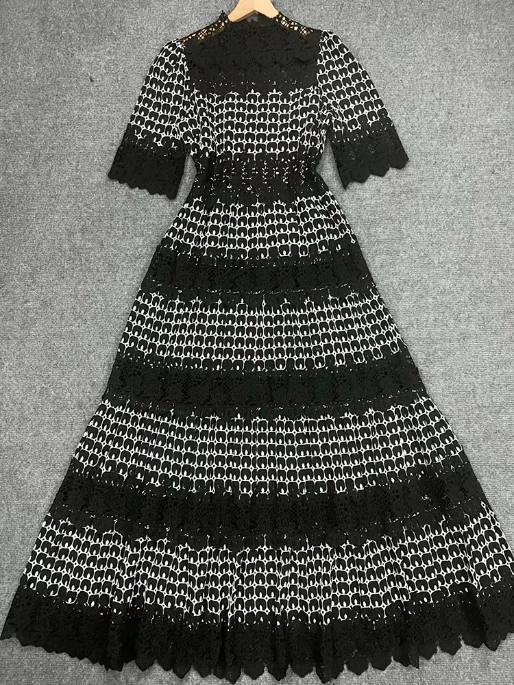 VGH винтажное платье с принтом женское воротником-стойкой коротким рукавом и