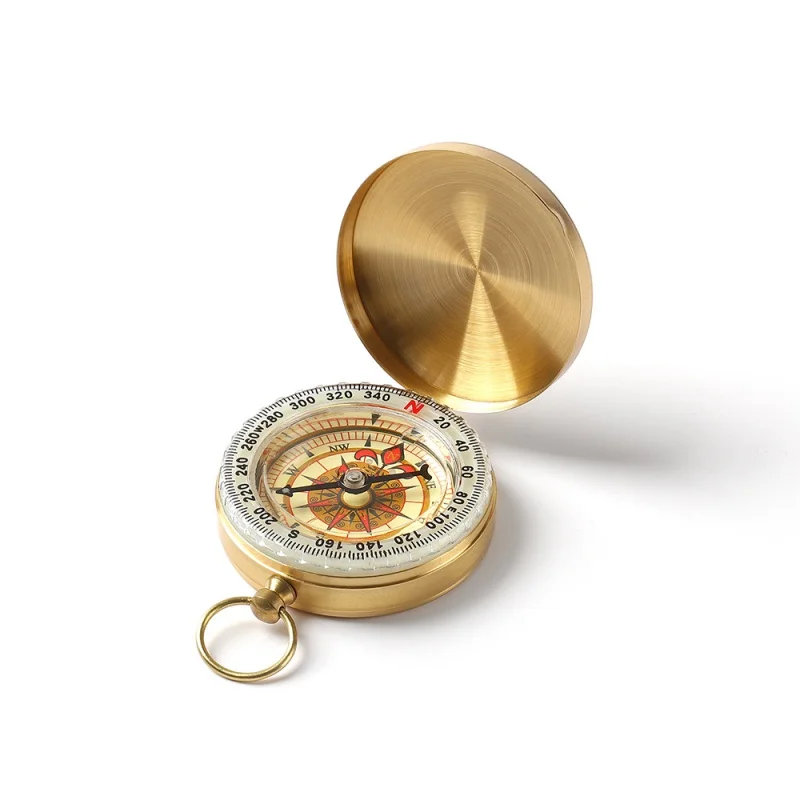 

Outdoor Equipment Pure Copper Flip Directional Multifunctional Compass Compass Pocket Watch Map Luminous Gold-Plated Compass