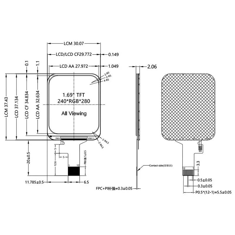 1,69-дюймовый модуль полного обзора IPS TFT ЖК-дисплея 240x280, ST7789 SPI цветной экран, сверхпрозрачный круглый угловой экран с высоким разрешением (art.: 3920d39fbc674) - 3920d39fbc674