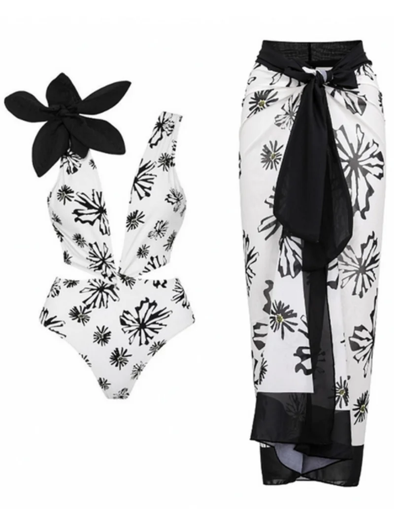 2023 Women Summer Clothes Flower Print Casual Tank Tops Bodysuits And Skirt Fitness Skinny Outfit Suit Two Piece 2pc Sets