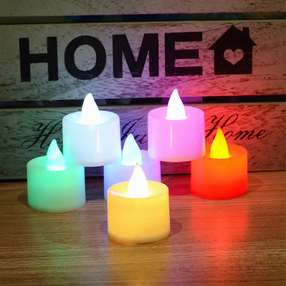 

Flameless LED Tea Lights Candles Battery Powered Coloful Flickering Pillar Candles Votive Tealight Romantic party Home Decor