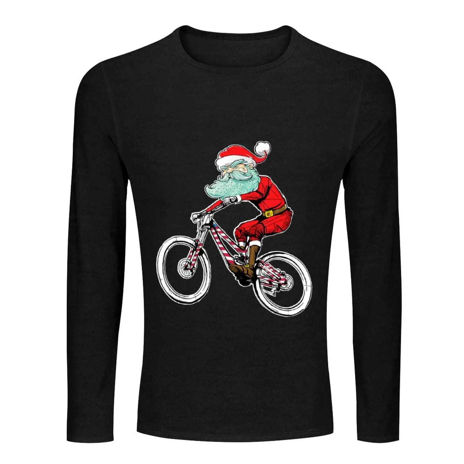 Велосипедный рождественский горный велосипед Санта-Клаус Mtb длинная футболка