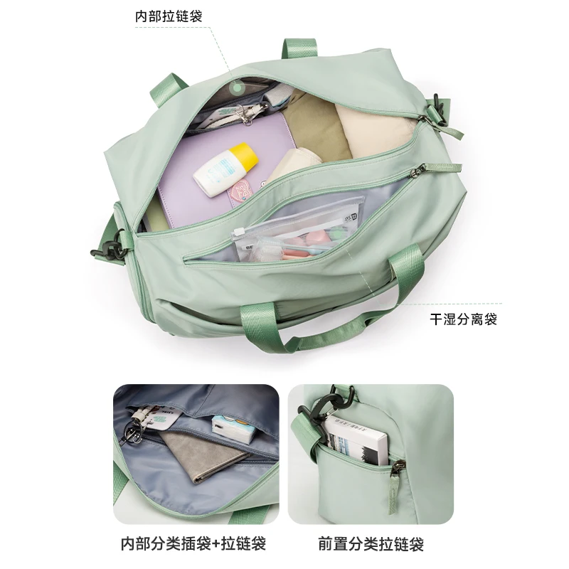 Oxford Travel Bags for Women Sports Traveling Duffel Tote Gym With Shoe Compartment Weekender Overnight Shoulder Bag Waterproof