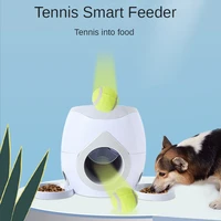 pet tennis toy machine automatic pet feeder automartic stainless catapult dog pets toys tennis launcher slow feeder cat bowl