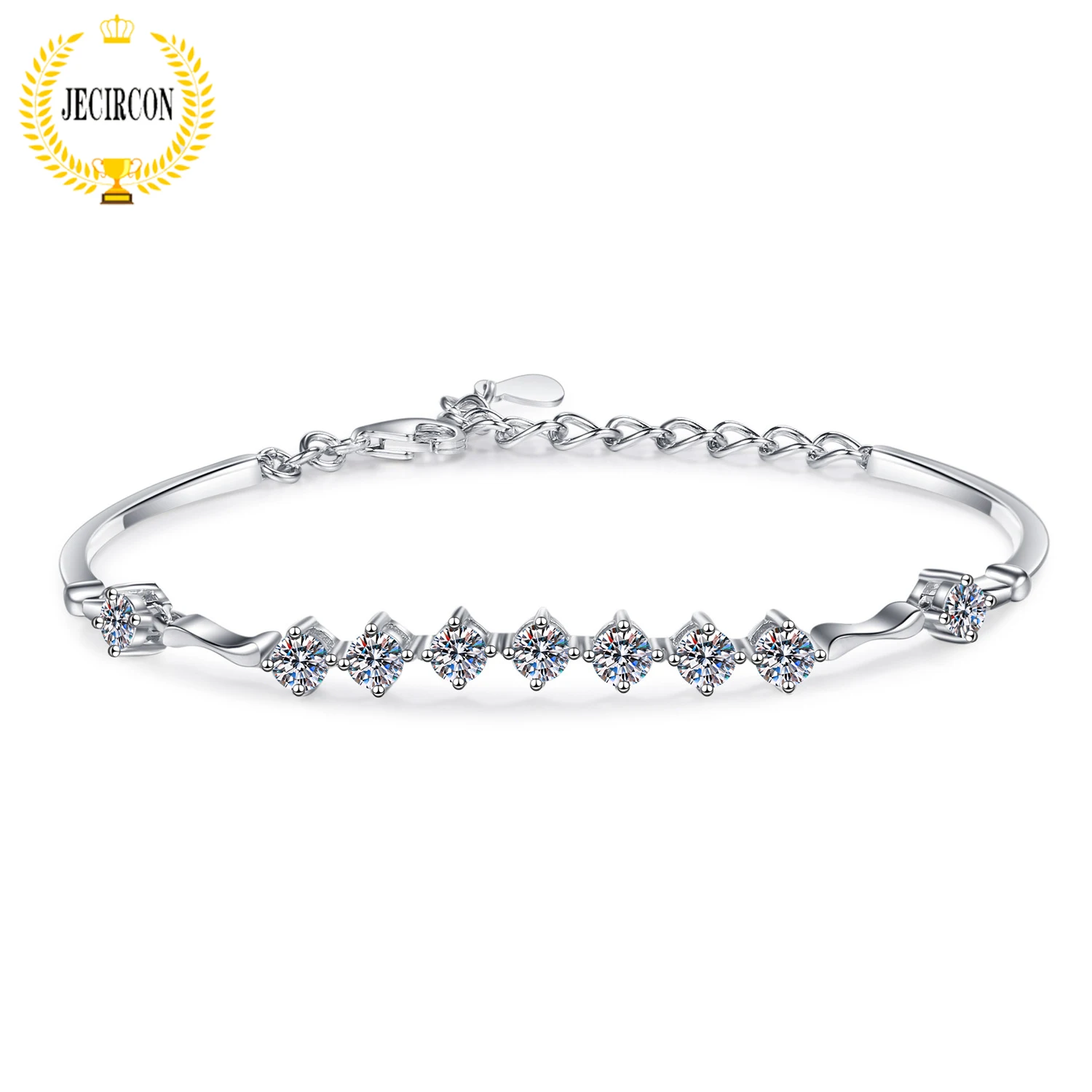 Женский браслет из серебра 100% пробы с муассанитом