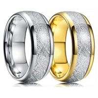 wangaiyao new fashion 18k gold white carbon fiber couple stainless steel ring personality simple and versatile 8mm ring jewelry