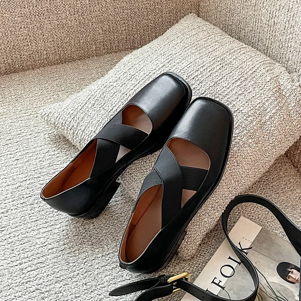 

Women's Shoes Genuine Leather 2022 New Mid-heel Mary Jane Shoes Women Vintage Fashion Large Size Ladies Office Shoes
