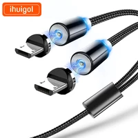 ihuigol 2 in 1 magnetic charging cable for iphone 12 11 xs max x micro usb type c for samsung huawei xiaomi phone magnet cables