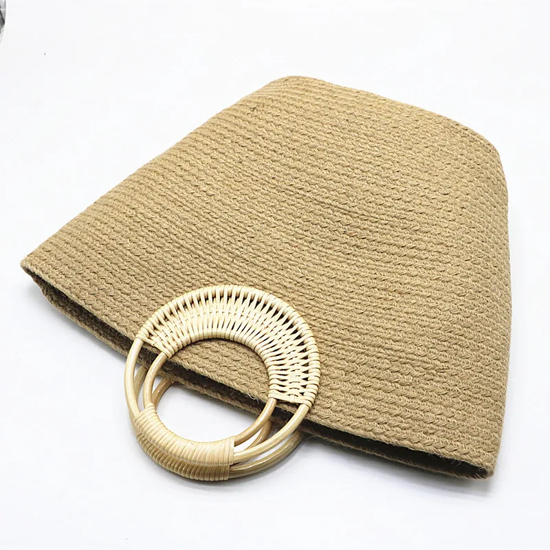 Large capacity hemp rope new straw woven bag hand beach fashion women's |