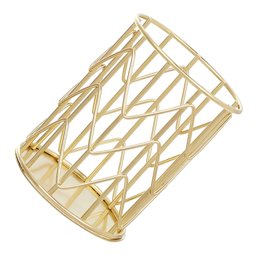 

Wrought Iron Storage Tube Pen Container Gold Holder Office Metallic Line Makeup Brush