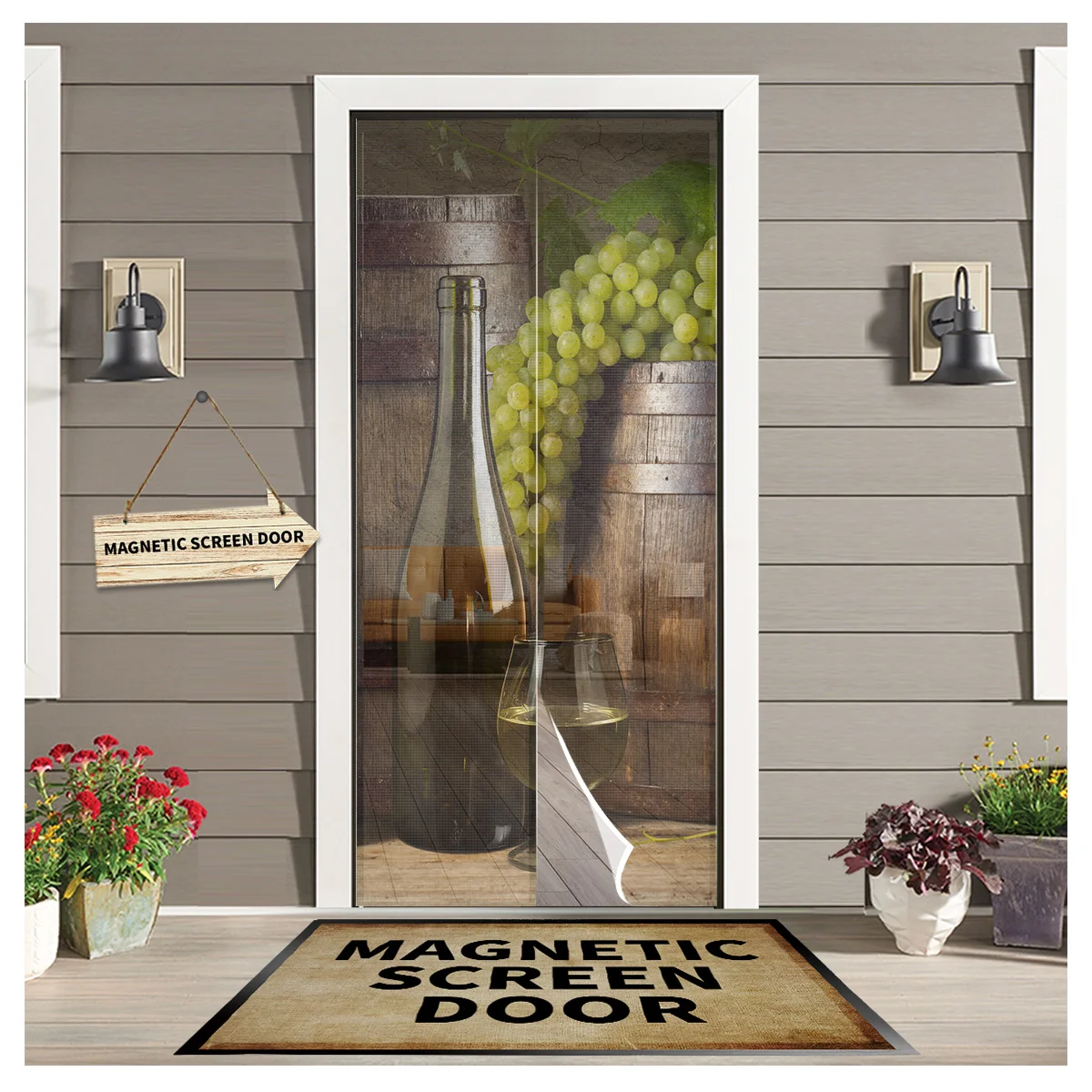

Wine Bottle New Bedroom Door Curtain Magnetic Mosquito Screen Kitchen Door Voile Fabric Mosquito Net
