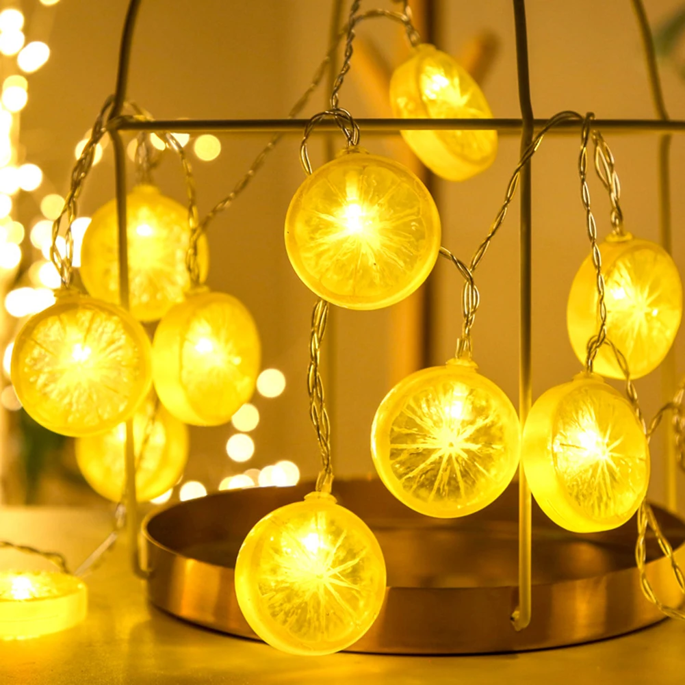 

LED String Lights Creative Simulation Lemon Holiday Lamp Battery Powered New Year Wedding Party Tree Home Decoration