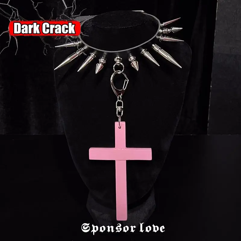 

Gothic Lolita Angel Choker Harajuku Collar Punk Rivet Cross Necklace Women Party Club Chokers Spike Rivet Y2K Girl Jewelry