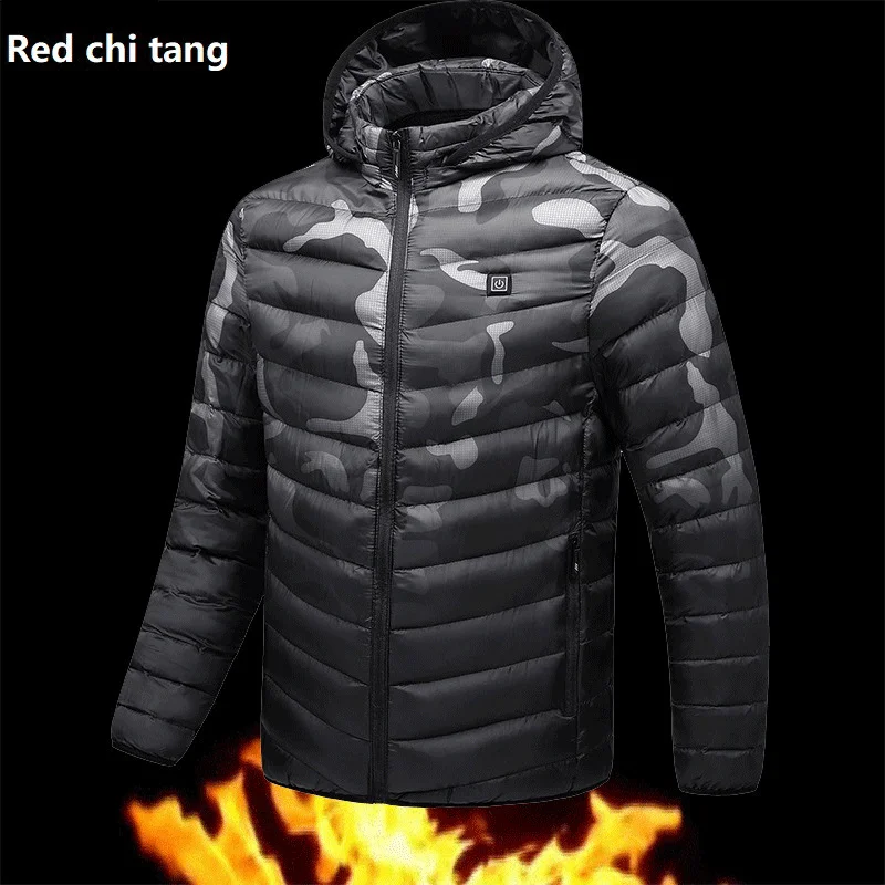 

Men's Quilted Coats Husband Winter Jacket USB Heated Techwear ded Fleece Men Style Outerwear Warm Black Thermal Parkas Male