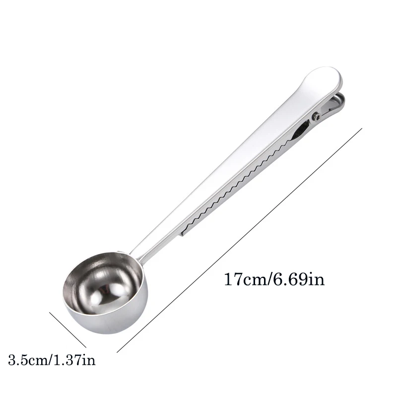 

Набор мерных ложек из нержавеющей стали, многоцелевой для кофе, муки, сахара с уплотнительным зажимом, мерный совок для еды, кухонный гаджет