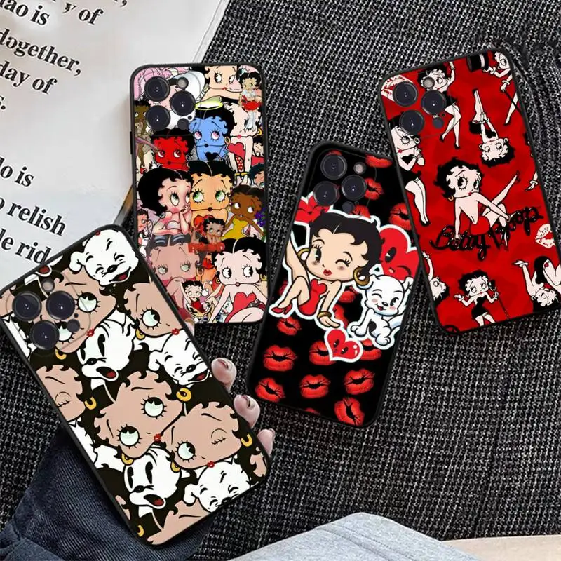 

MINISO B-Betty-Cute-Boop Phone Case Silicone Soft for iphone 14 13 12 11 Pro Mini XS MAX 8 7 6 Plus X XS XR Cover