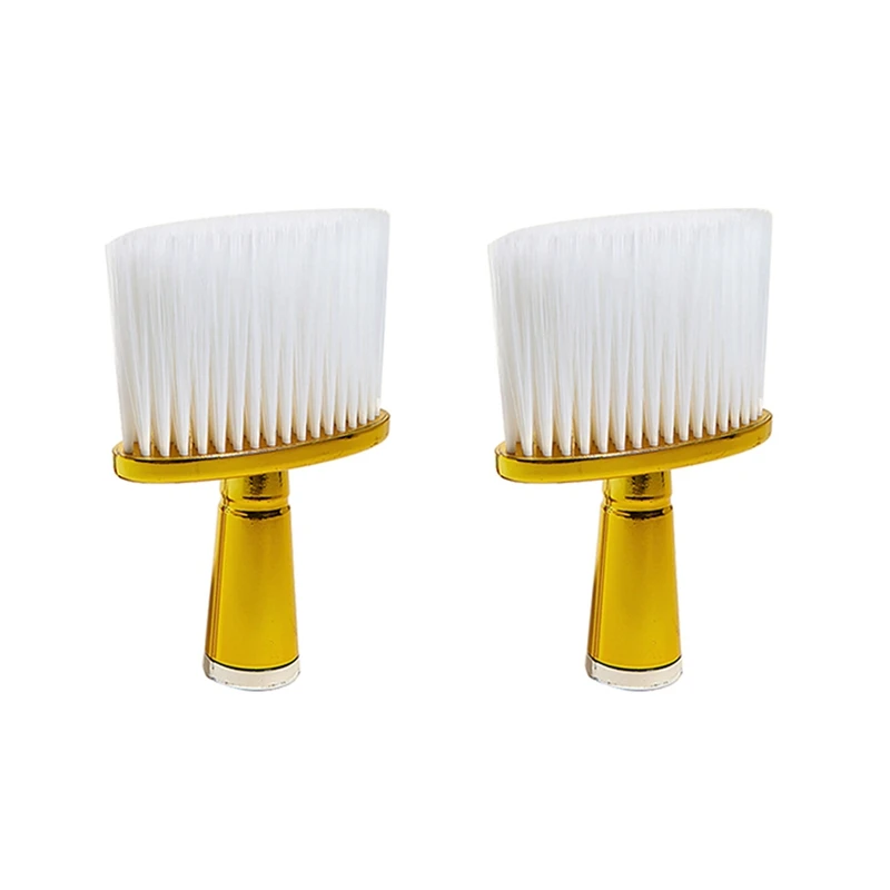 

2X Soft Hair Brush Neck Face Duster Hairdressing Hair Cutting Cleaning Brush For Barber Salon Hairdressing Tools-Gold