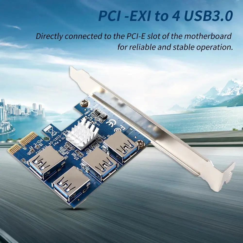 

High-quality 1x to 16x PCIE to 4 PCI-E USB3.0 Riser Card Extender Practical Riser Card Extender High Speed BTC Devices