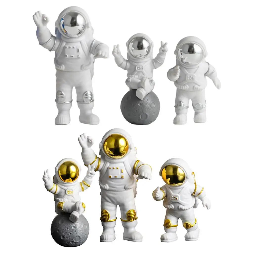 3x Astronaut Statue Decor Action Figure Shelf Spaceman Figurine Child Craft | Figures