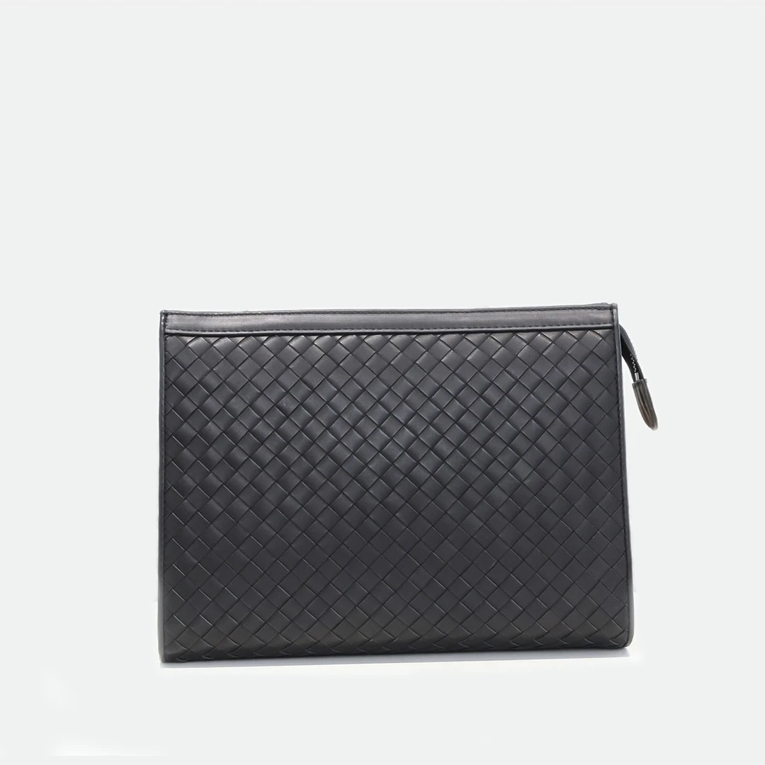 

Luxury Brand Men's Clutch Bag 100% Genuine Leather Envelope Bag Hand Weaving Handbag Large Capacity Men Wallet Zipper Purse