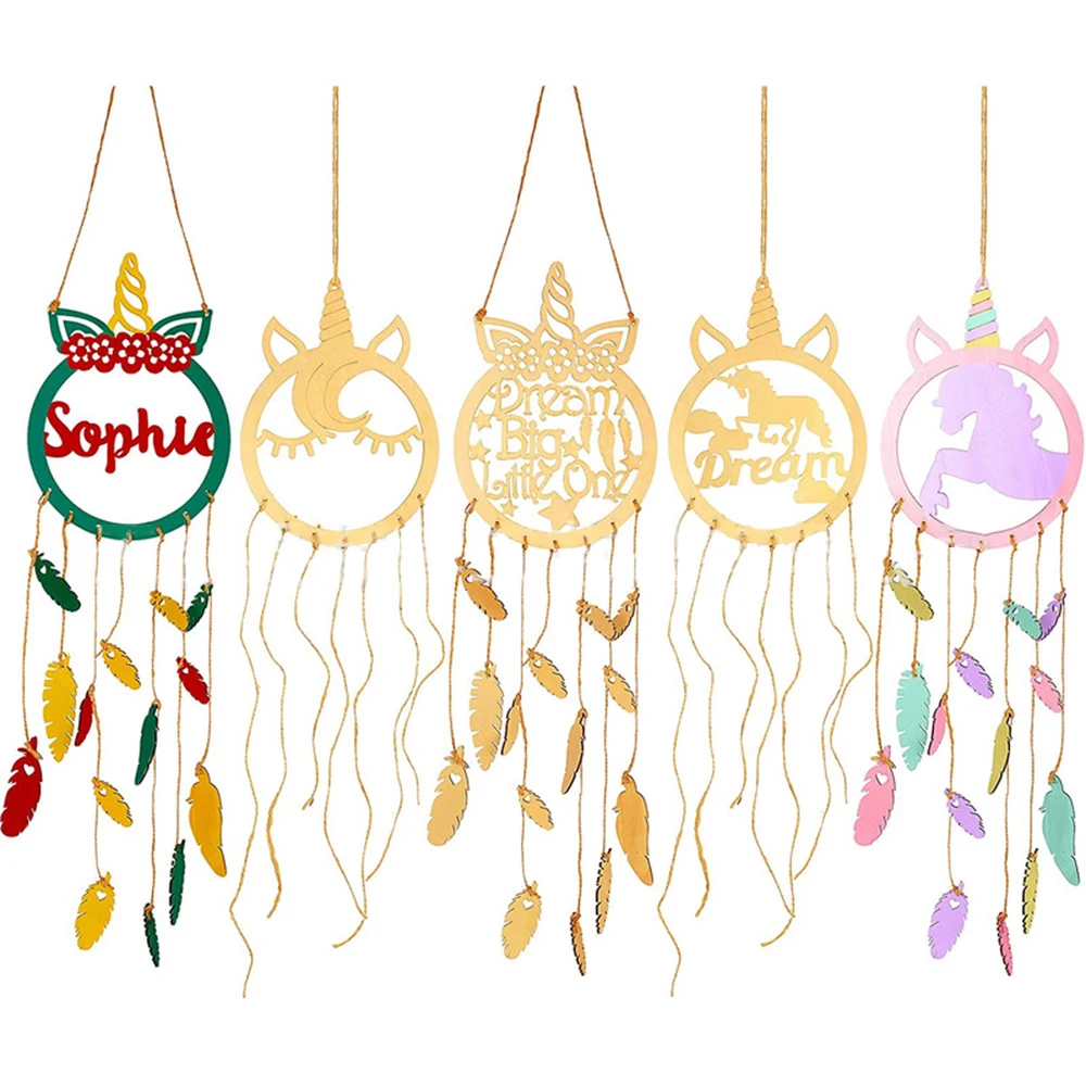 

20pcs Wood Dreamcatcher Unicorn E Hanging Craft Accessories for Home Decor