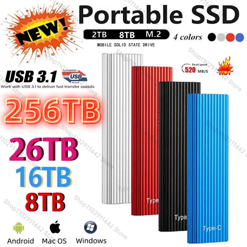 

New External 16tb Flash Drive HDD Portable Mobile SSD 2TB 8TB Externo Hard Disks USB3.0 Storage Decives for Computers Notebook