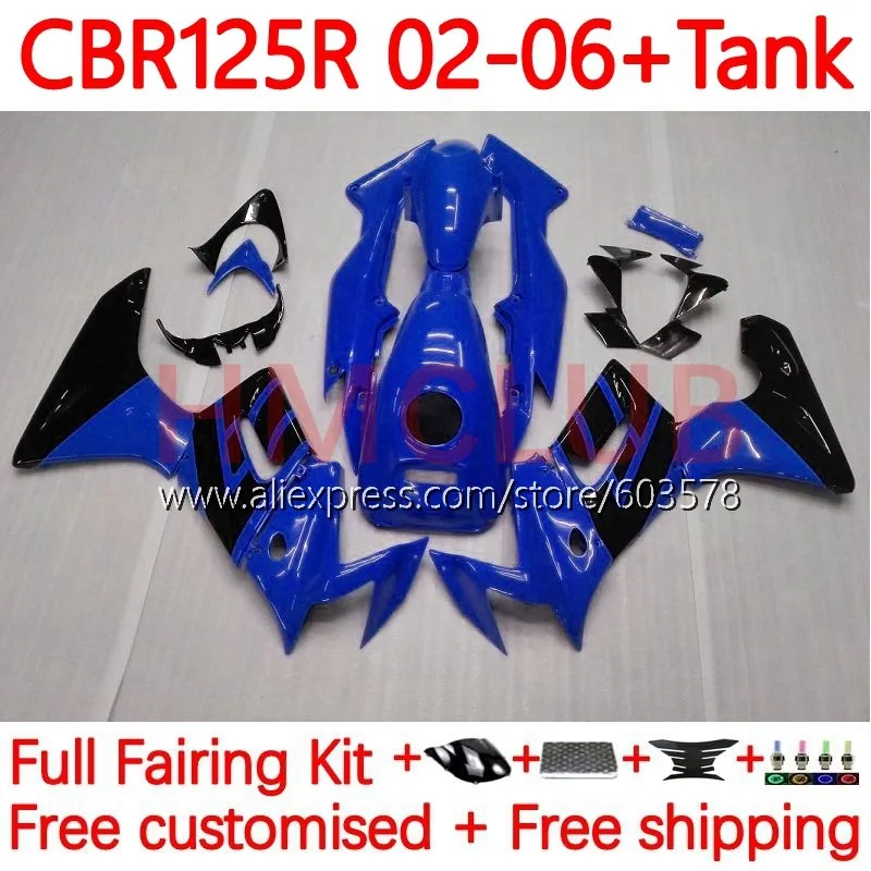 

Комплект для HONDA CBR-125R CBR 125 125R 125CC CBR125R 2002 2003 2004 2005 CBR125RR 02 03 04 05 06 обтекатель 123No. 2006 синий блеск