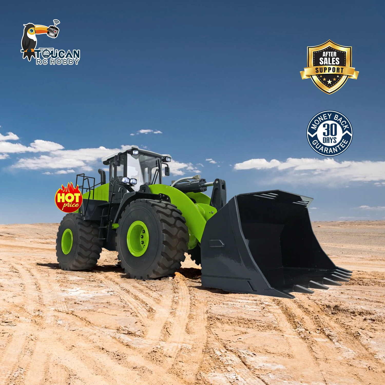 XDRC 1/14 Гидравлический зеленый WA470 RC погрузчик Металлический собранный окрашенный
