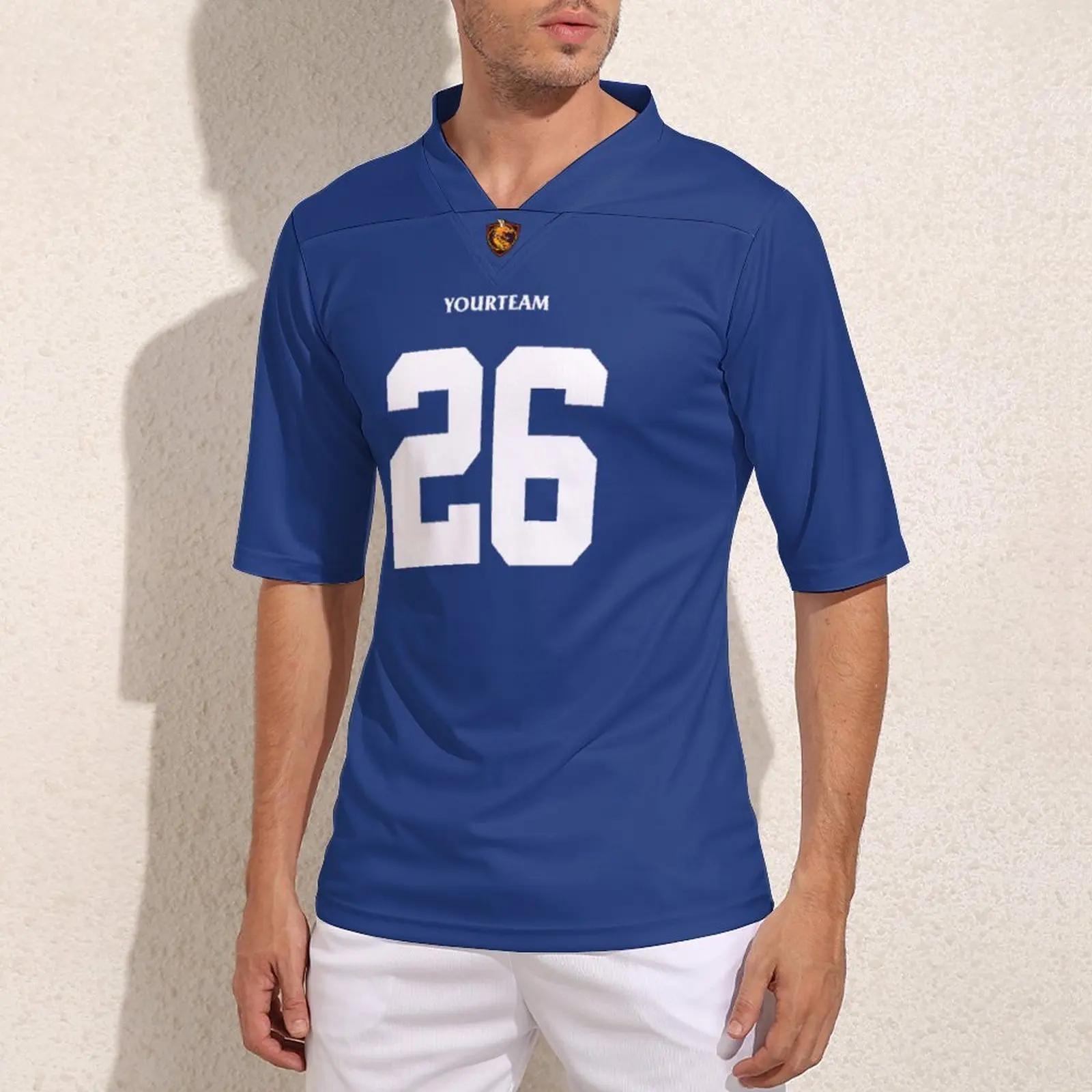 

Personalization New York No 26 Blue Rugby Jersey Workout Retro Football Jerseys Males Your Design Football Shirts