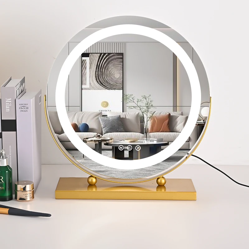 

Dressing Table Decorative Mirrors Led Aesthetic Gold Bedroom Decorative Mirrors Round Specchio Home Decoration Luxury YY50DM