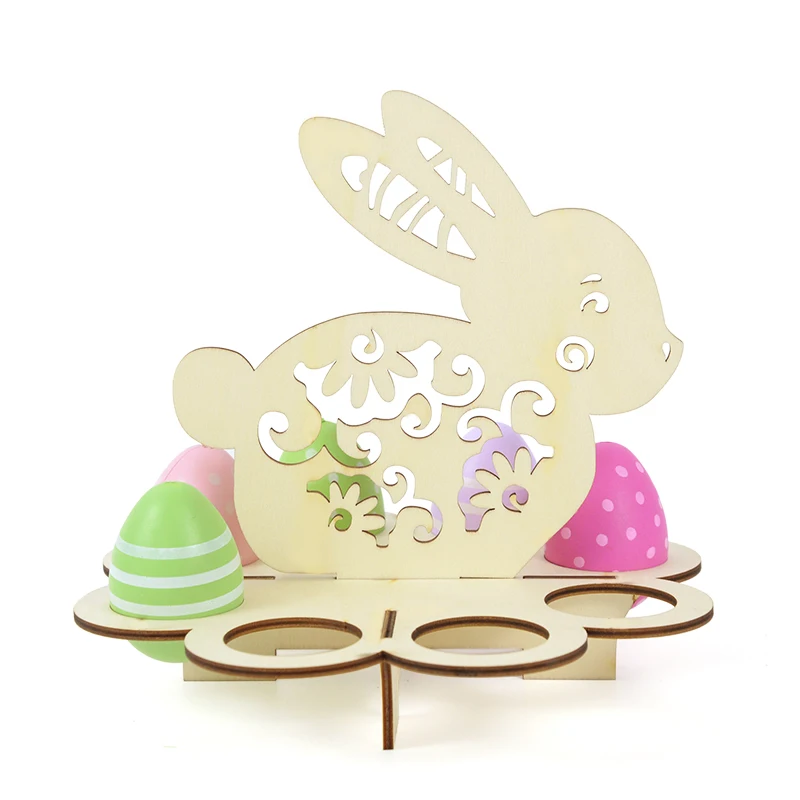 

DIY Wooden Cute Rabbit Chick Easter Egg Tray Easter Decoration for Home Wooden Easter Egg Holder Shelves Wood Craft Kids Gift