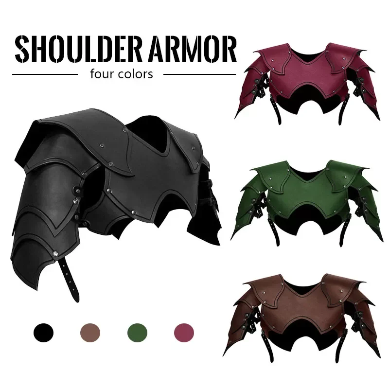 

Medieval Costume Armors Cosplay Accessory Gothic Knight Warrior PU Leather Harness Rome Fencer Gladiator Shoulder Pauldrons