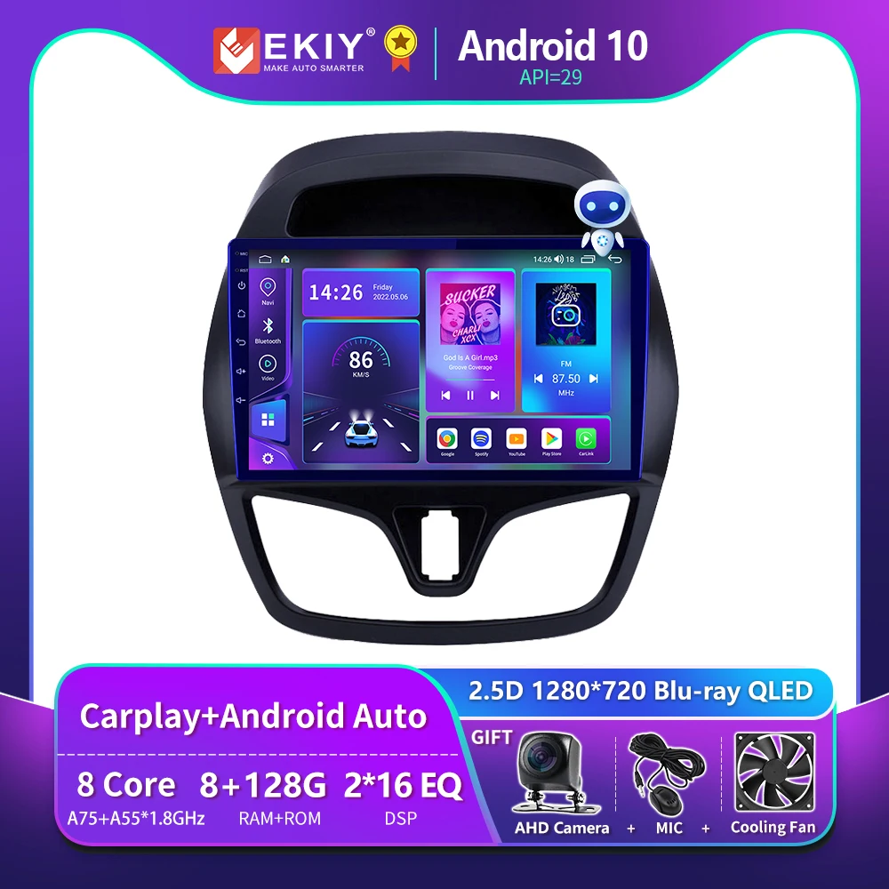 EKIY T900 8G 128G Android Car Radio For Chevrolet Spark Baic Beat Daewoo Matiz 2015 - 2018 Multimedia Video Player Navi GPS 2din