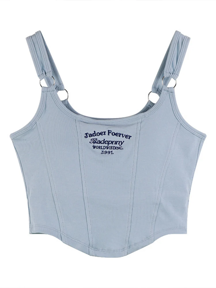 Женские майки с вышитыми буквами и подушечками для бюстгальтера повседневные Y2K