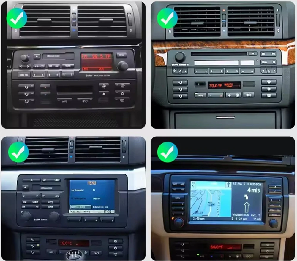 Фото 9.3'' Мультимедийный проигрыватель для BMW 3 серии E46 1998-2006 с беспроводным CarPlay, Bluetooth, GPS-навигацией, Android Auto, Wi-Fi и сенсорным экраном №3