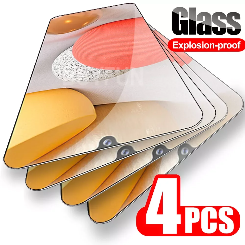 

4PCS Safety Glass For Samsung Galaxy A02 A12 A32 A42 A72 4G/5G Full Cover Protective Samsun A 02 12 32 42 Film Tempered Glas HD