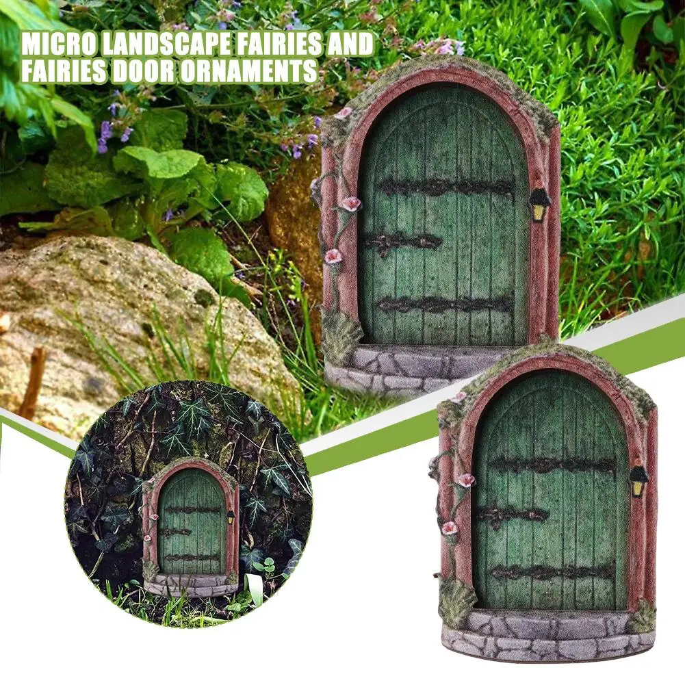 

Miniature Pixie Elf Fairy Door Garden Decor Wooden Fairy Wild Garden Sculpture Micro Landscape Accessories Door Window For X2H2