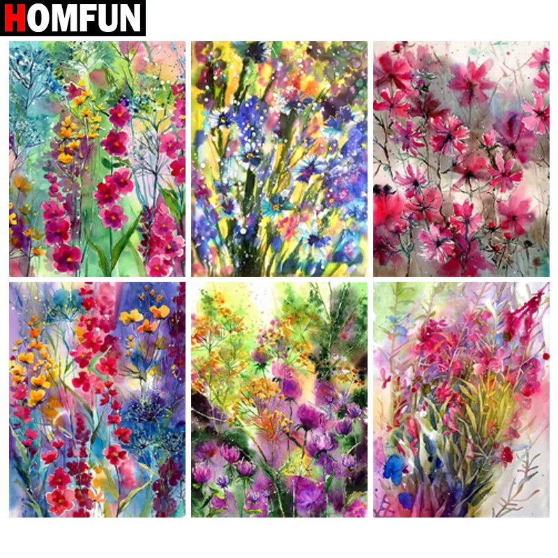 

HOMFUN DIY 5D Diamond Painting "Scenery Flowers" Full Diamond Embroidery Sale Picture Of Rhinestones For Festival Gifts